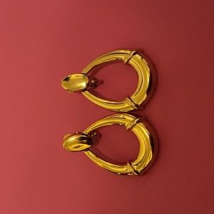 Vintage gold hoop clip on earrings